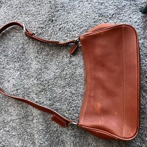 Coach Pebbled Leather Shoulder Bag - Warm Chestnut